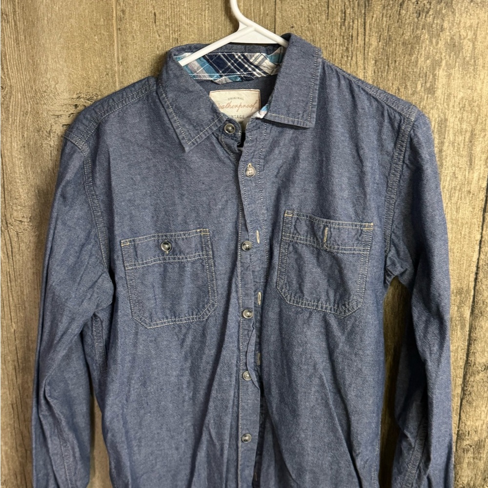 Weatherproof Men's Casual Blue Button Down Shirt
